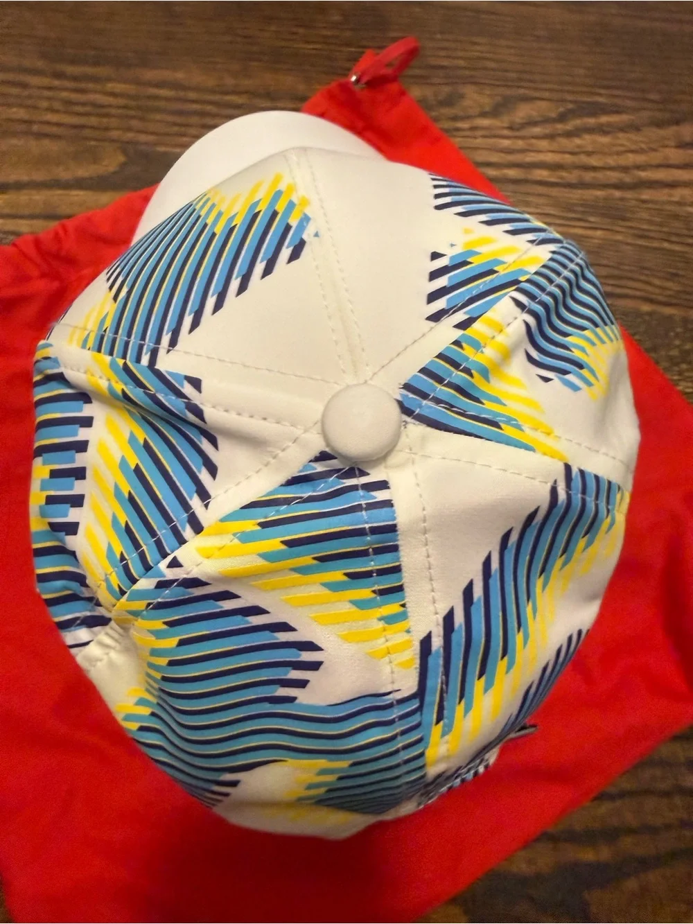 Scuderia Ferrari White Cap with Blue and Yellow Graphics